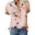 Elegant women's shirt printing large size casual shirt fashion V-neck short-sleeved shirt blouse 11