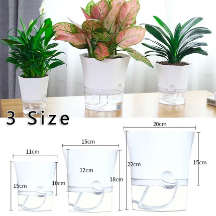 Transparent Self-Watering Plant Flower Pot Hexagonal Lazy Flowerpot Plastic Planters Home Garden Decoraction