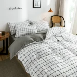Ins Simple Style Duvet Cover Set with Pillowcases Flat Sheet No Comforter Grey Boys Girls Bedding Kit Single Twin Bed Linens 3