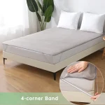 1pc Soft Lightweight Thin Mattress Cover with Elastic Bands, Waterproof Terry Cloth Fitted Sheet, Grey/White 5