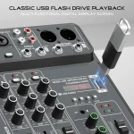 4 Channel Audio Mixer 48V Phantom Power USB Studio Sound Mixers Bluetooth DJ Console Mixing for Karaok 5