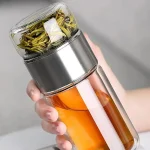 420ML Tea Water Bottle High Borosilicate Glass Double Layer Tea Water Cup Infuser Tumbler Drinkware Water Bottle With Tea Filter 2