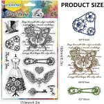 Retro Punk Style Clear Stamps Gears Transparent Seals for DIY Scrapbooking Photo Album Decoration 4.3x6.3 inch 2
