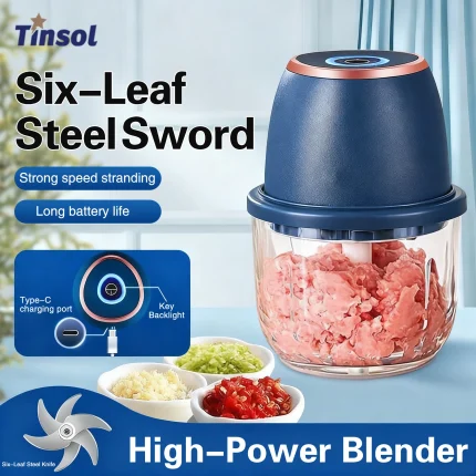 TINSOL 350ML Electric Meat Grinder Food Chopper Garlic Masher USB Multi-Function Vegetable Slicer Blender Kitchen Mixer