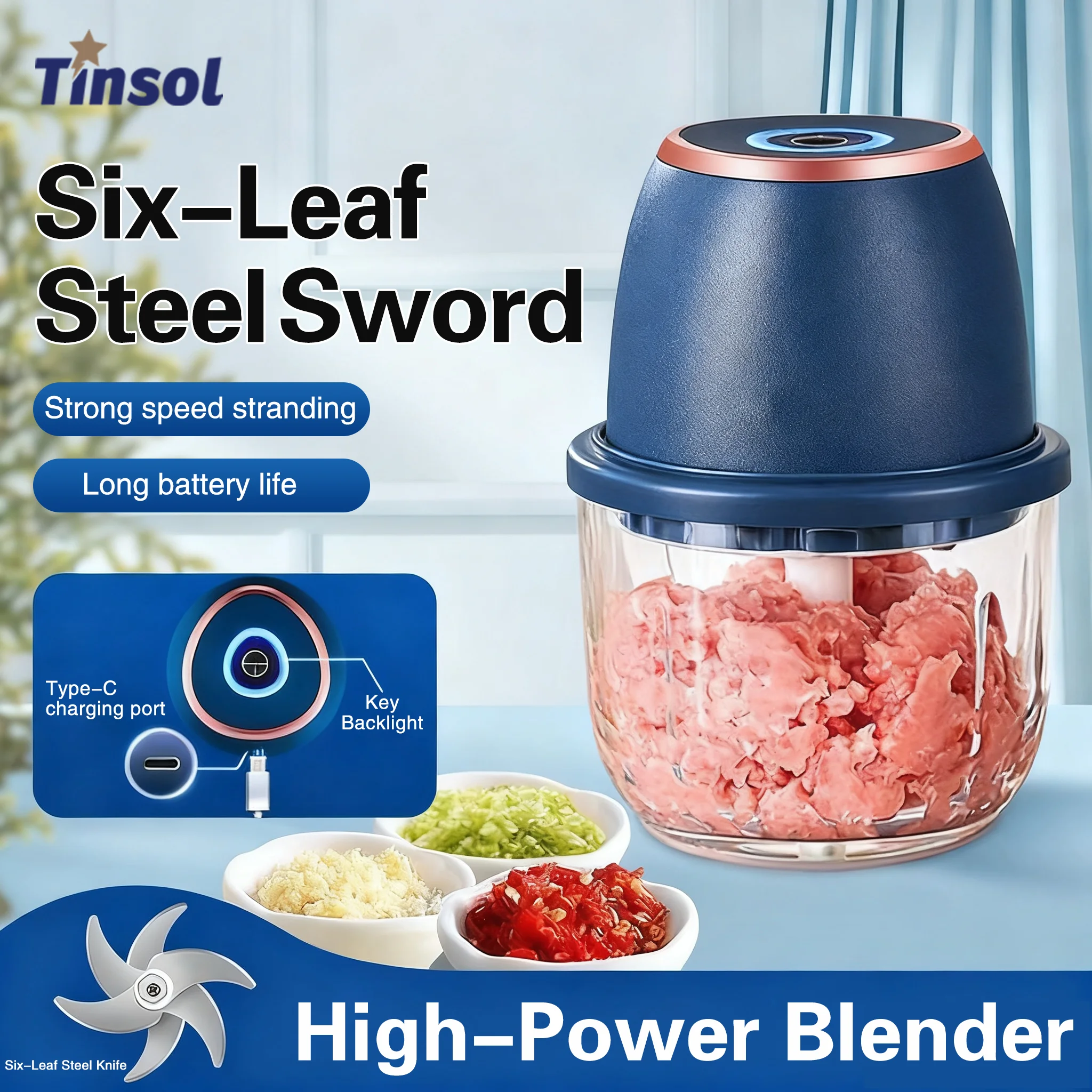 TINSOL 350ML Electric Meat Grinder Food Chopper Garlic Masher USB Multi-Function Vegetable Slicer Blender Kitchen Mixer TINSOL 350ML Electric Meat Grinder Food Chopper Garlic Masher USB Multi-Function Vegetable Slicer Blender Kitchen Mixer