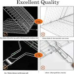 Barbecue Basket Stainless Steel Detachable Folding Square Grill For Roasting Fish Shrimp And Kabob Vegetables On The Stove 3