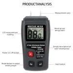 Portable Wood Moisture Meter 0-99.9% Humidity Content Tester Two Pins Digital Hygrometer Moisture Analyzer for Wood Timber Damp 6