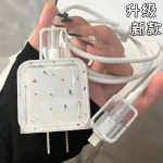 Cute Line Cat Charger Cable Protector For 18/20W iphone 15 Pro Max,Charger Protective Cover Case USB Dustproof Date Cable Winder 4