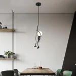 Vintage Iron Little Man Modern Arts Chandelier LED Ceiling Lamp Home Living Room Children Bedroom Decor Black E27 Pendant Lights 3