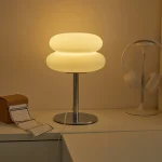 Bedroom bedside lamp creamy style table lamp USB plug tri color dimming living room study atmosphere light 4