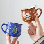 150ML Ceramic Christmas Mugs Cartoon Santa Style Cute Elk Snowman Mousse Cup for Office Home Breakfast Milk Mug Kids Xmas Gifts 5