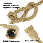Vintage Hemp Rope Retro Ceiling Pendant Lamp E27 Base Loft Industrial Hanging Lamp Pendang Light Home Decoration DIY Decor Items 3
