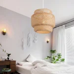 30cm Modern Bamboo Pendant Light Hand Woven Bamboo Art Chandelier Dining Room Lantern Chandelier Bedroom Dining Room Lamp 4