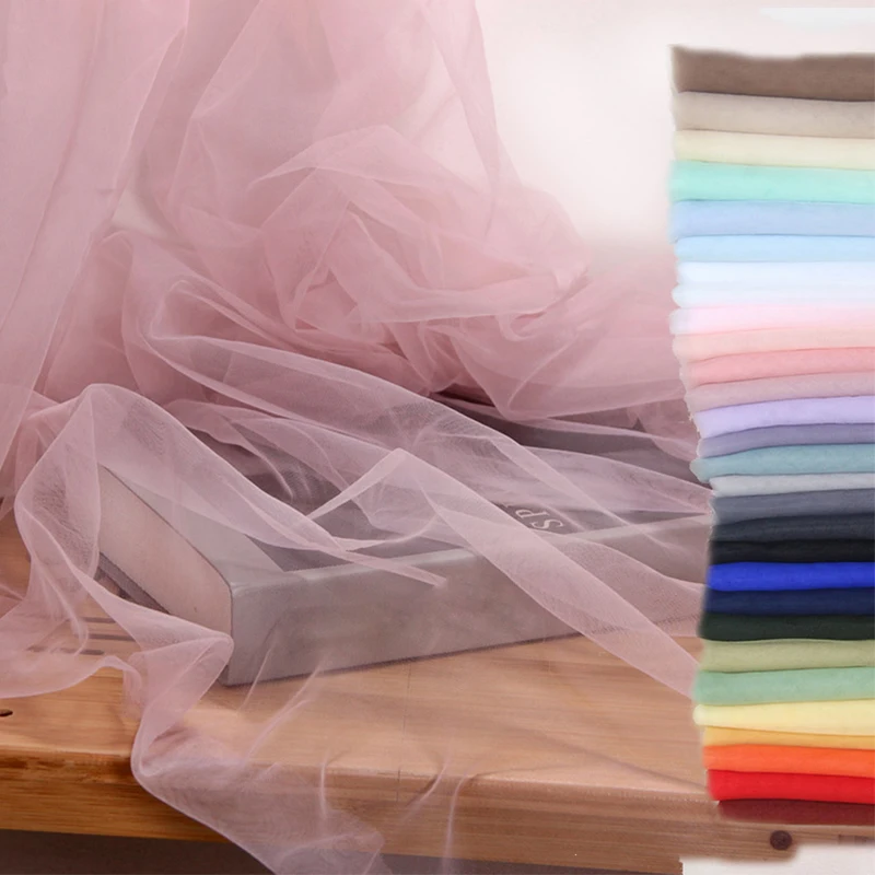 Light Gauze Fog Mesh Fabric Soft Delicate Pure Color Lace Yarn For DIY Background Veil Wedding Dress Fairy Tulle Decoration P15N Light Gauze Fog Mesh Fabric Soft Delicate Pure Color Lace Yarn For DIY Background Veil Wedding Dress Fairy Tulle Decoration P15N