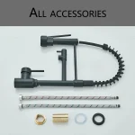 Kitchen Sink Faucet Pull Down Hot and Cold Water Mixer2 Mode Tap with Dual Spout 360 Rotation Flexible Deck Mounted 6