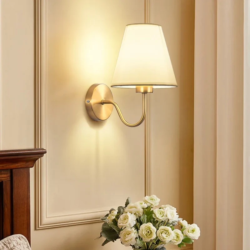 Modern Fabric Wall Lamps Retro Bedside Wall Lamp Living Room Wall Lights Simple Loft Wall Sconce Lighting Fixture AC85-265V E27