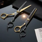 Professional Hair Cutting Scissors, Home Hair Cutting Barber/Salon Thinning Shears, Stainless Steel Hairdressing Black Golden 2