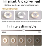 Round Led Wall Lamp Rechargeable Night Light with Touch Switch Dimmable Magnetic Book Light for Reading Bedroom Cabinet Closet 2