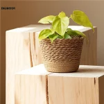 Natural seaweed woven flowerpot Vintage Style Flower Basket Large Capacity Straw Woven Planter for Family Friend Neighbor Gift 3