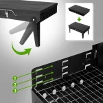Barbecue Grill Outdoor Portable Charcoal Grill Collapsible Iron Square Charcoal Grill 17.32*10.63*8.66 inch Black 5