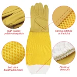 1 pair Beekeeping Gloves Protective Sleeves Breathable Long mesh sheepskin gloves for Apiculture beekeeping Equipment 2