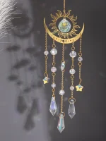 1pc gold flame moon crystal pendant sunlight catcher outdoor garden ab colourful hanging decorations hanging ornaments 3