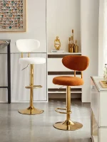 Rotating Lifting Bar Chair, High Foot Stool, Nordic Furniture, Backrest, Velvet Bar Stool, Bar Stools For Kitchen, Counter Stool 2