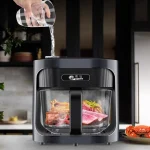 Household steam air fryer 6L large-capacity glass visual liner multi-functional light wave furnace without turning over