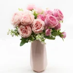 1 Bundle 5 Forks 9 Heads Artificial Peony Bouquet Home Decor Wedding Diy Festival Outdoor Furnishings Scrapbooking Bonsai Gifts 5