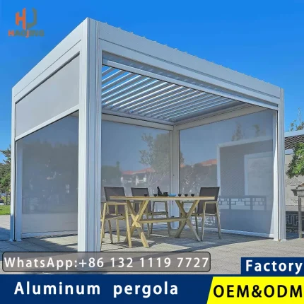 Outdoor Garden Gazebo Sun Room Waterproof Aluminum Pavillion 4x3 3x6 Electric Metal Louvred Pergola Bioclimatica roof Customized