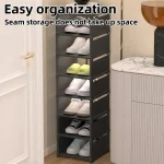 1 Piece Dustproof Single-Row Multi-Layer Shoe Rack, Shoe Storage Organizer, Entryway Furniture Shoe Cabinet, Easy to Assemble and Space-Saving, Suitable for Entryway, Closet, Living Room, Bedroom 5