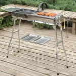 Outdoor Stainless Steel Charcoal Grill Large Size Barbecue Tool Portable Free Installation Handle Folding BBQ Cooking 3