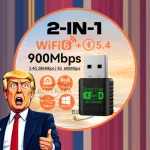 2IN1Mini USB AX900Mbps WiFi6 BT5.4 Network Card 2.4G&5GHz Dongle Wireless Receiver Adapter Driver Free For PC Laptop Win10/11