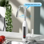 3000W Instant Water Heater Faucet 360 Degree Rotatable Water Pipe IPX4 ABS Tankless Stainless Steel Kitchen Heating Tap for Home 3