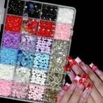 DIY Nail Art Charms Set with Ribbons Bows Flowers Cherry Strawberry & Metal Butterflies - Mixed Decorations Accessories for Nail 3