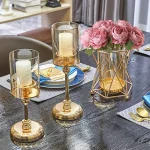 1pc Golden Glass Candle Holders for Pillar Candle Candlestick for Dining Coffee Table Wedding Events Parties Home Decor 4