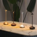 Rechargeable Cone Head Touch Sensor LED Table Lamp - 3 CCT Stepless Dimming for Restaurant Hotel Bedroom Bar Home Decor