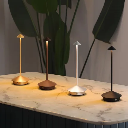 Rechargeable Cone Head Touch Sensor LED Table Lamp - 3 CCT Stepless Dimming for Restaurant Hotel Bedroom Bar Home Decor