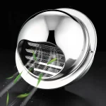 1pc Stainless Steel Vent Cap Exterior Wall Air Outlet Grille Round Heating Cooling Vent Cover Hemispherical Hood Design 2