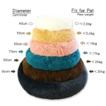40-90cm 6 Sizes Round Pet Bed for Large Dog Bed Super Soft Cat Bed Plush Dog House for Medium Dog House Winter Warm Sleeping 6