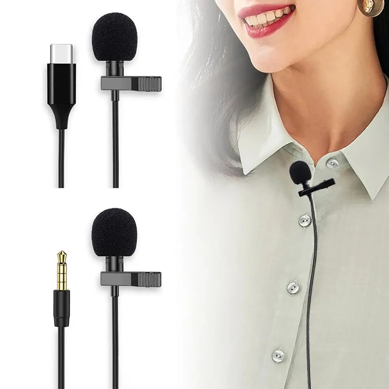 1.5m Mini Portable Lavalier Microphone Condenser Clip-on Lapel Mic Wired USB 3.5mm Type-C Microfon For Phone for Laptop PC 1.5m Mini Portable Lavalier Microphone Condenser Clip-on Lapel Mic Wired USB 3.5mm Type-C Microfon For Phone for Laptop PC