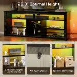 TV Stand for 70 inch TV, Tall Entertainment Center with 2 Led Lights, Gaming TV Console with Storage for PS5, Modern TV Cabinet 5
