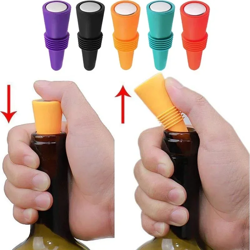 1PC Silicone Wine and Beverage Bottle Cap Set Leak Proof Champagne Bottles Sealer Stoppers Wine Cork Saver Stopper Reusable 1PC Silicone Wine and Beverage Bottle Cap Set Leak Proof Champagne Bottles Sealer Stoppers Wine Cork Saver Stopper Reusable
