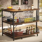 Tribesigns L-Shaped Home Bar Unit 3-Tier Liquor Bar Table with Storage Shelves And Wine Glass Holder for Kitchen Living Room 2