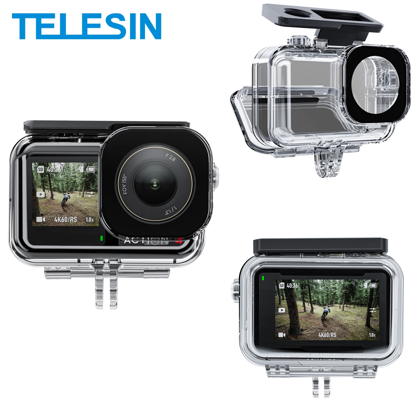 TELESIN 45M Waterproof Case For DJI OSMO Action 3 4 5pro Underwater Diving Housing Cover Action Camera Accessories TELESIN 45M Waterproof Case For DJI OSMO Action 3 4 5pro Underwater Diving Housing Cover Action Camera Accessories