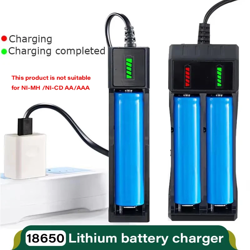 18650 Battery Charger 1/2/4 Slots Dual 18650 Charging 3.7V Rechargeable Lithium Battery USB Charger For 16340 14500 18650 18650 Battery Charger 1/2/4 Slots Dual 18650 Charging 3.7V Rechargeable Lithium Battery USB Charger For 16340 14500 18650