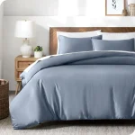 3pcs Lyocell Bamboo Fiber Duvet Cover Set,Luxury Solid Summer Silky Cooling Bedding Set(no Sheet),Single Quilt Cover+Pillowcases 2