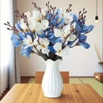 Silk Autumn Magnolia 5 Forks 20 Heads Artificial Flowers Gladiolus Home Decor Vase Floral Fake Christmas Wedding Accessories 2