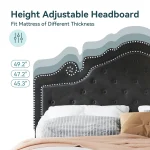 HOOMIC Full/Queen/King Size Velvet Bed Frame with Adjustable Tiara Headboard, Diamond Tufted Upholstered Platform Bed 3