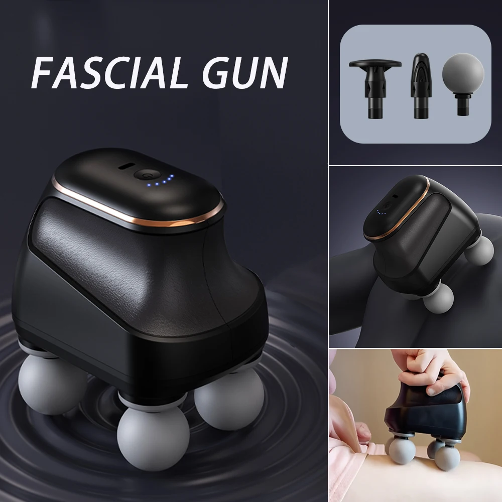 Portable Fascia Gun Muscle Massager Gun Four-head High Frequency Neck Shoulder Waist Massage Machine Professional Fascia Massage Portable Fascia Gun Muscle Massager Gun Four-head High Frequency Neck Shoulder Waist Massage Machine Professional Fascia Massage